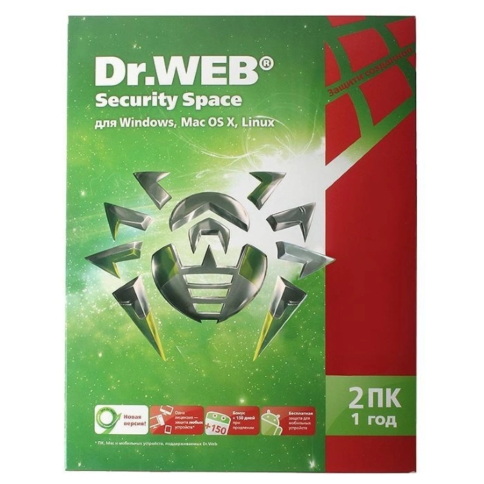 Антивирус Dr.Web Security Space КЗ 2 ПК/ 1 год (BHW-B-12M-2-A2_RUSSIA ...